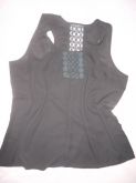 blusa preta de seda veste 50 com detalhes em renda